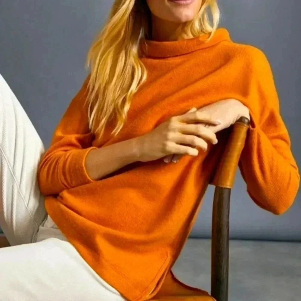 Anthropologie High-neck Tunic Sweater orange Size XS